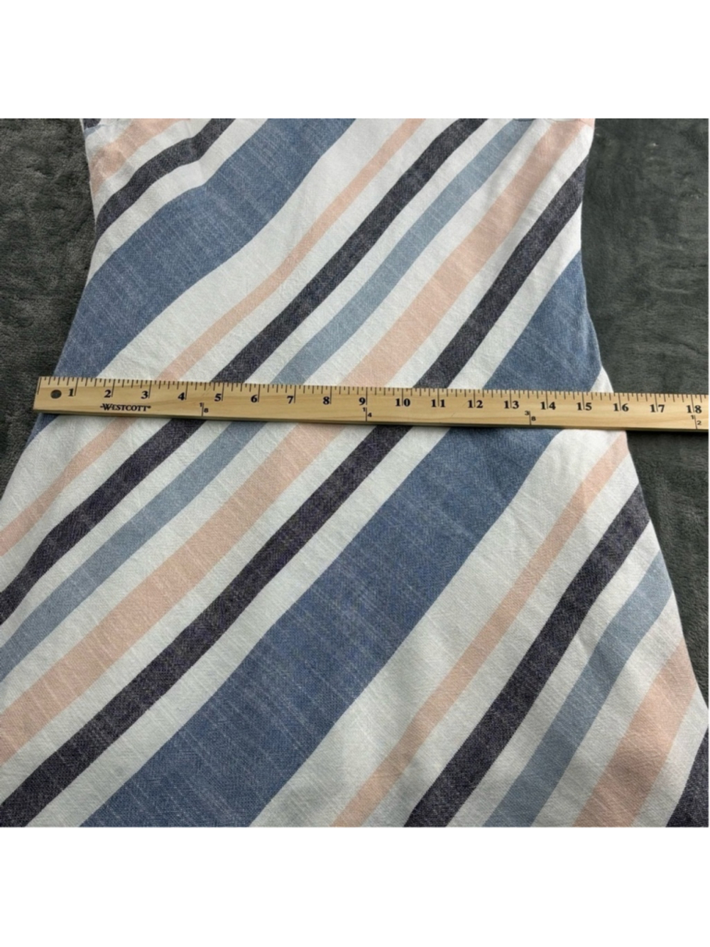 Charlie B Dress Women M Linen Blend Striped Light A-Line Coastal ResortWear Blue - Picture 11 of 14